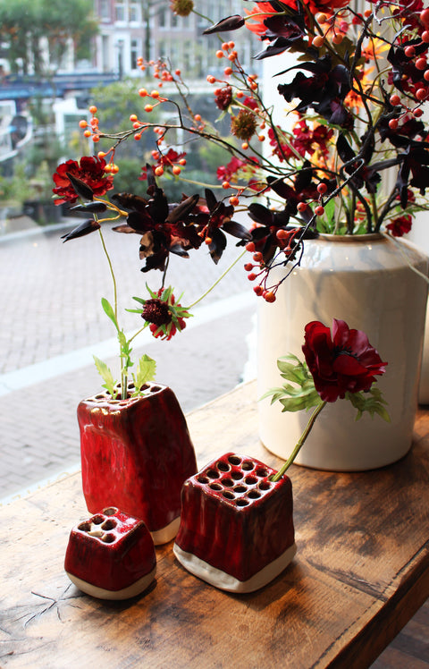 VASE XL RED PIQUE-FLEURS