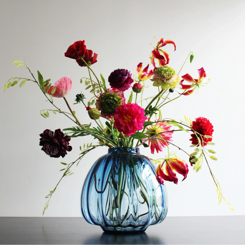 PUMPKIN VASE MEDIUM - STEEL BLUE